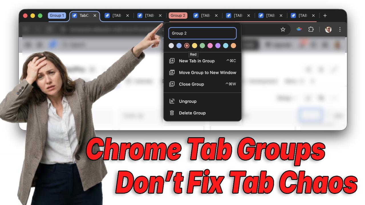 Chrome tab groups where tabs still appear visually identical